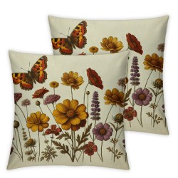 Ulloord Throw Pillow Covers Decorative Spring Pillow Covers Linen Flower Butterfly Farmhouse Pillowcases for Sofa Couch Living Room Outdoor