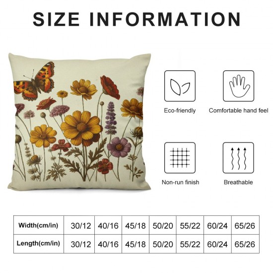 Ulloord Throw Pillow Covers Decorative Spring Pillow Covers Linen Flower Butterfly Farmhouse Pillowcases for Sofa Couch Living Room Outdoor