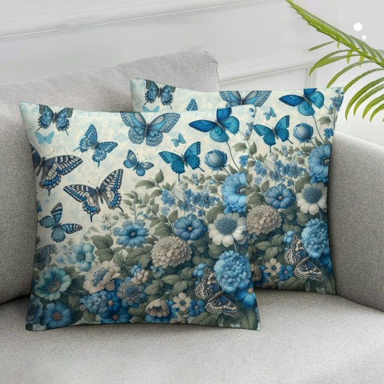 Ulloord Throw Pillow Covers Summer Spring Pillow Covers Garden Flowers Bird Farmhouse Décor Outside Furniture Decorative Cushion Cases for Couch Sofa Bed Outdoor Patio