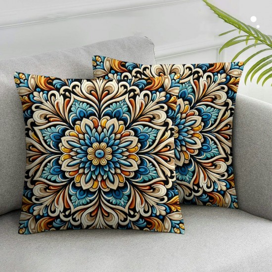 Ulloord Decorative Pillow Covers Blue Outdoor Fall Throw Pillow Covers Boho Farmhouse Pillow Cases for Couch Bedroom Sofa Car Living Room Bed Patio Furniture