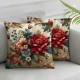 Ulloord Throw Pillow Covers Spring Summer Decorative Pillow Covers Linen Floral Farmhouse Cushion Case for Sofa Couch Living Room Outdoor