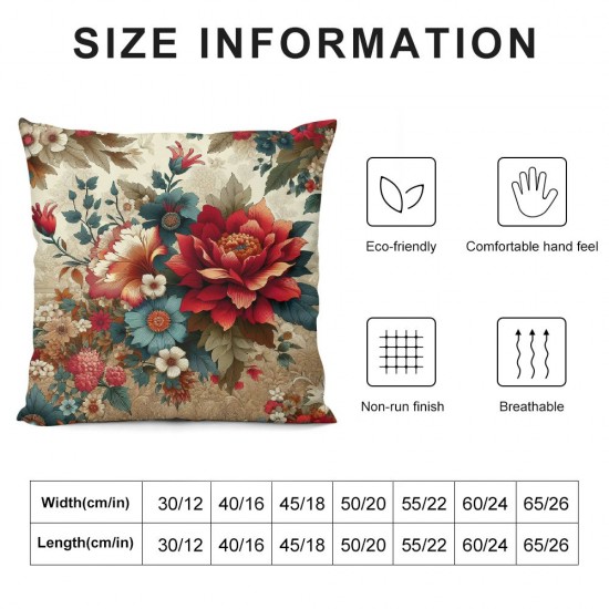 Ulloord Throw Pillow Covers Spring Summer Decorative Pillow Covers Linen Floral Farmhouse Cushion Case for Sofa Couch Living Room Outdoor