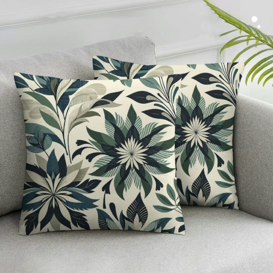 Ulloord Throw Pillow Covers Farmhouse Decorative Green Blue Pillow Covers Outdoor Linen Square Cushion Covers for Sofa Couch Living Room Bedroom